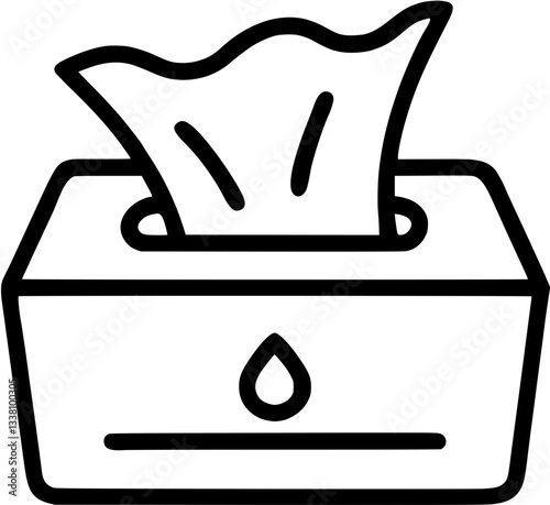 Wet wipes box in outline icon style, Bathroom Accessories theme.