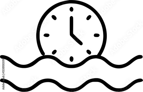 Waterproof clock in outline icon style, Bathroom Accessories theme.
