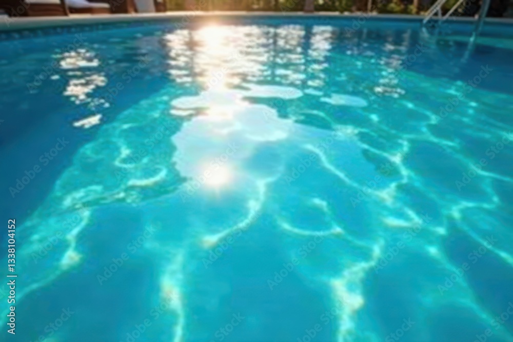 Obraz premium Sunlit azure pool, shimmering ripples, vibrant reflections, beauty, outdoor