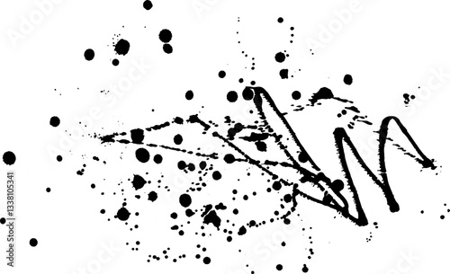 Grunge Hand Drawn Ink Blots and Drops Pattern