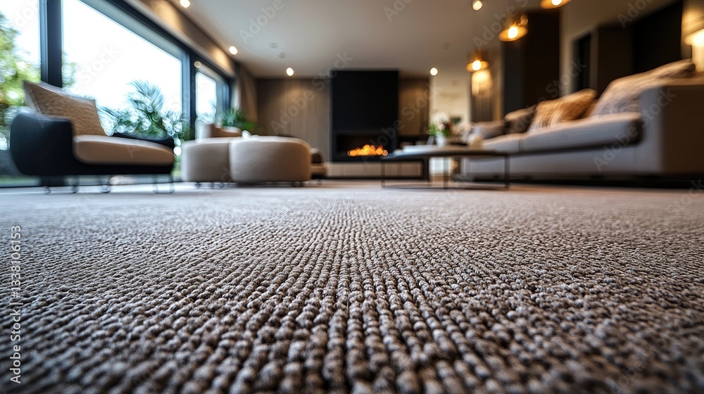 Fototapeta premium Modern Luxurious Living Room with Stylish Features and Carpeting