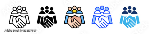 Teamwork Icon Set With Multiple Style Collection