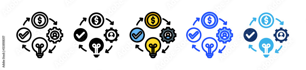 Business Model Icon Set With Multiple Style Collection Business Model Icon Set With Multiple Style Collection