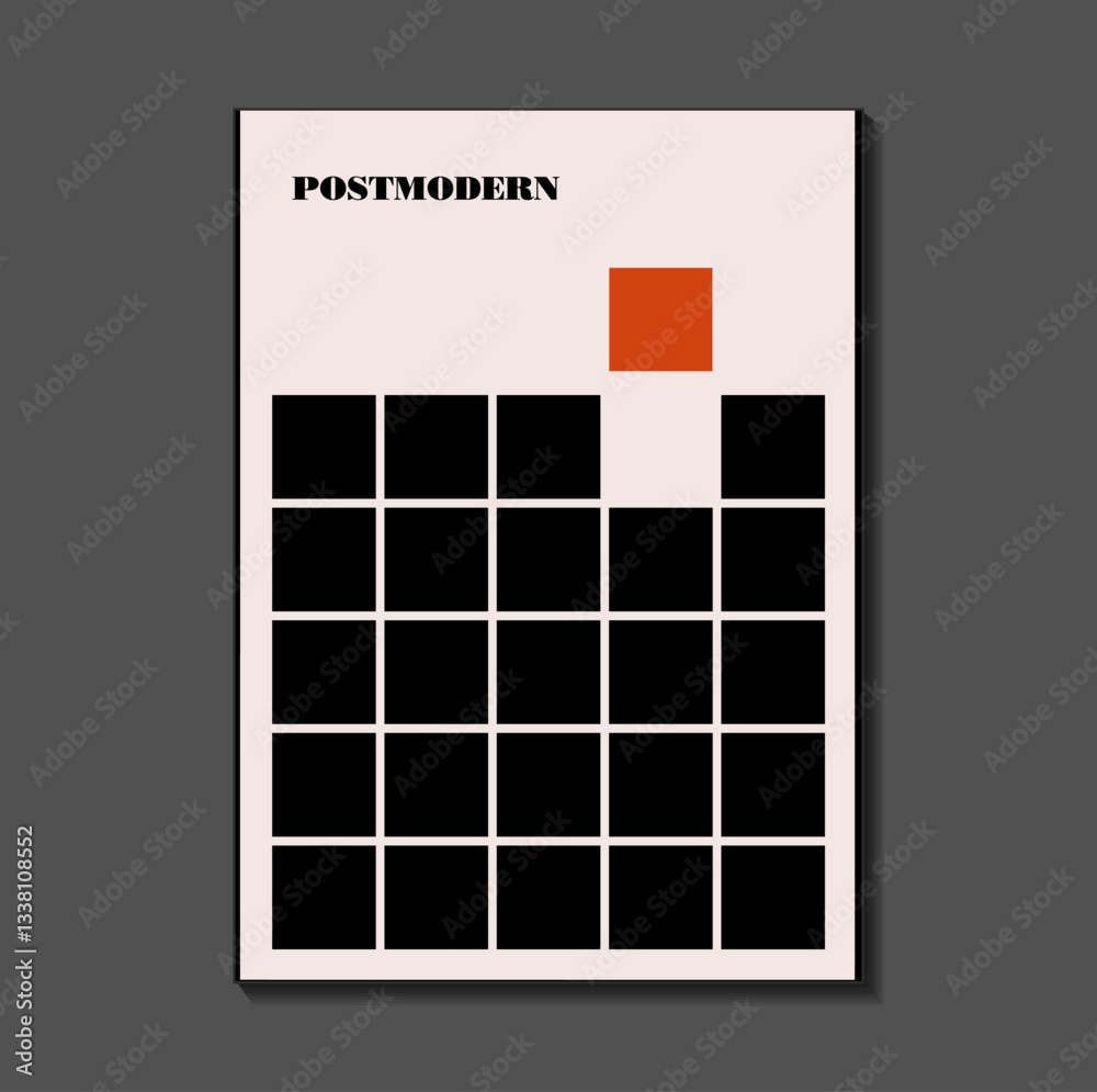 Fototapeta premium Poster inspired postmodern of vector abstract dynamic symbols with bold geometric shapes, useful for web background, poster art design, magazine front page, hi-tech print, cover artwork.