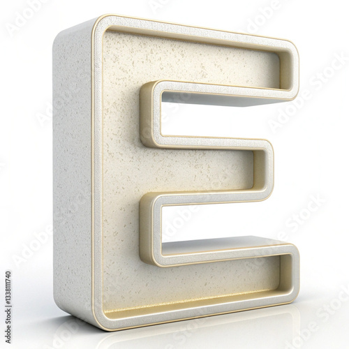 3d alphabet E on white background