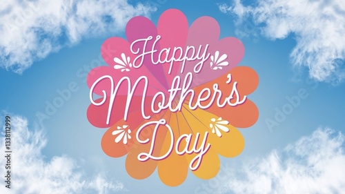Background Design With Colorful Flower And Text Happy Mothers Day 