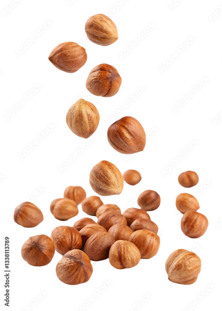 hazelnuts falling white background hazelnuts falling white background