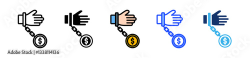Debt Icon Set With Multiple Style Collection