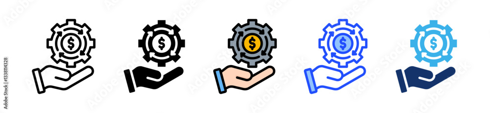 Financial Service Icon Set With Multiple Style Collection Financial Service Icon Set With Multiple Style Collection