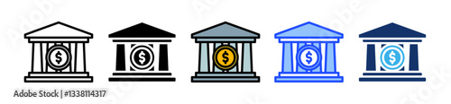 Bank Icon Set With Multiple Style Collection