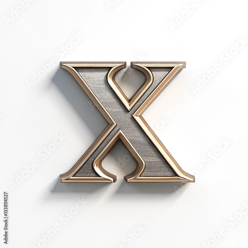 3d alphabet X on white background