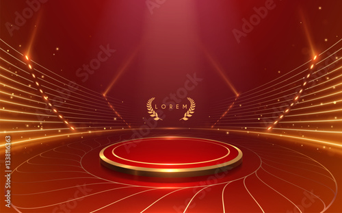 Red and gold stage with light effects