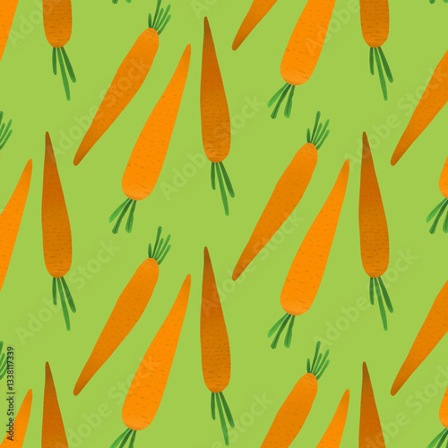 illustration hand drawn cute fresh carrot seamless pattern for posters, children's book design, coloring books, covers, games, banners, postcards, children's room