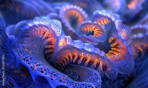 Fototapeta Naklejka Na Ścianę i Meble -  Bioluminescent coral reef abstract background, design element