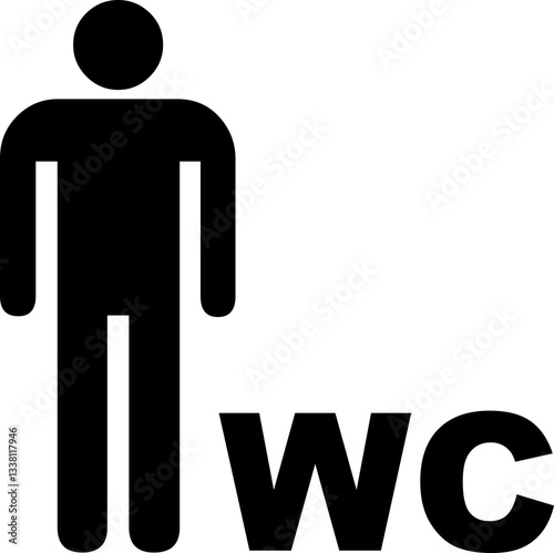 Restroom door pictograms. Woman and man public toilet image signs, female and male hygiene washrooms symbols, black ladies and gentlemen wc restroom ui