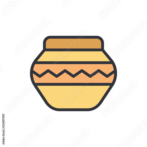 Ancient jar colored icons, minimalist vector illustration ,simple transparent graphic element .Isolated on white background
