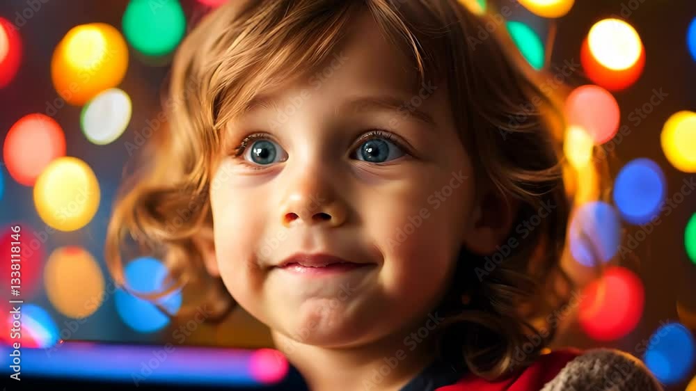 Curious child using mobile phone at home with blurred bokeh background Curious child using mobile phone at home with blurred bokeh background