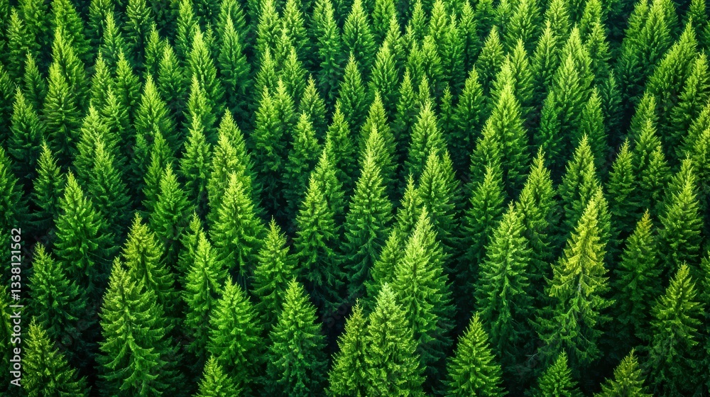 A vibrant aerial view of dense evergreen trees, showcasing their lush green foliage in a natural, harmonious landscape. A vibrant aerial view of dense evergreen trees, showcasing their lush green foliage in a natural, harmonious landscape.