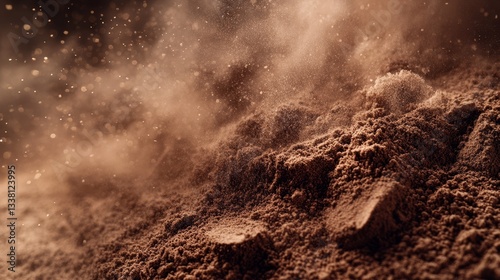 Soft brown cocoa powder dusting