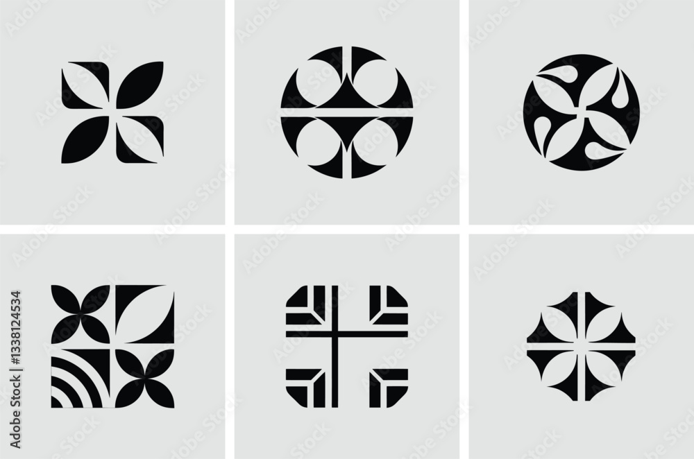 Abstract Geometric Shapes: A collection of minimalist graphic elements, each composed of clean lines, creating a visually appealing study in form and design. Abstract Geometric Shapes: A collection of minimalist graphic elements, each composed of clean lines, creating a visually appealing study in form and design.