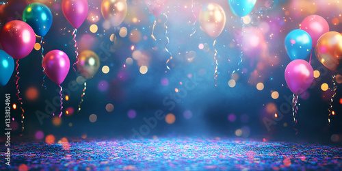 Colorful Party Balloons with Festive Decorations