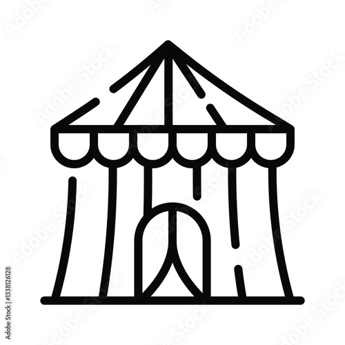 Get this handy line style icon of circus tent