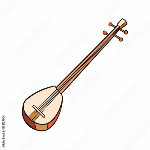 shamisen isolated on white