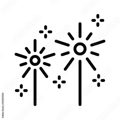 Visually appealing icon of fire sparklers in line style