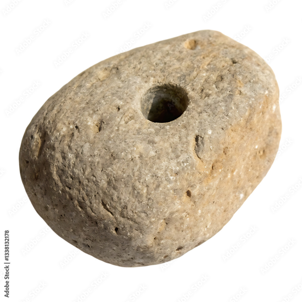 Fototapeta premium Hole-Drilled Beach Stone Isolated