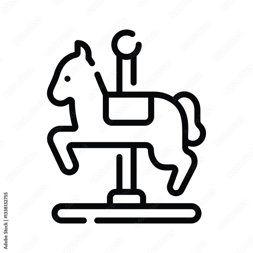 A well crafted outline style icon of carousel horse ride A well crafted outline style icon of carousel horse ride