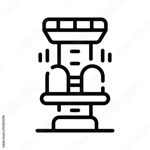 Creatively designed line icon showing an amusement ride tower