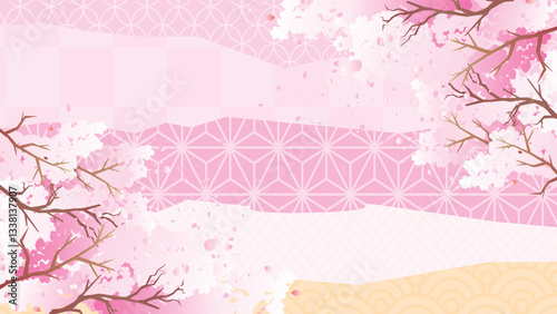 春の桜の花びら背景
