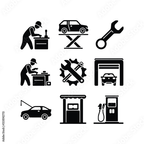 car repair service icon with wrench Car service & garage Car service icon set with editable stroke and white background. Auto service, car repair icon set. Car car icon Car service