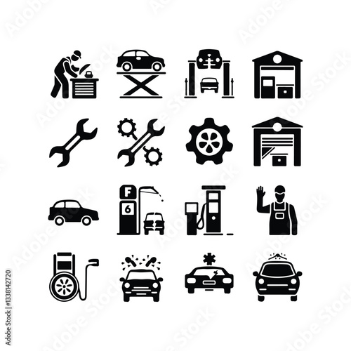 car repair service icon with wrench Car service & garage Car service icon set with editable stroke and white background. Auto service, car repair icon set. Car car icon Car service