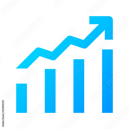 Growth Icon. Growth, Progress, Chart, Increase, Advance, Rise, Gain, Achievement. Vector Icon Illustration