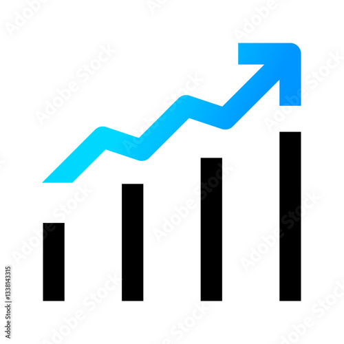Growth Icon. Growth, Progress, Chart, Increase, Advance, Rise, Gain, Achievement. Vector Icon Illustration