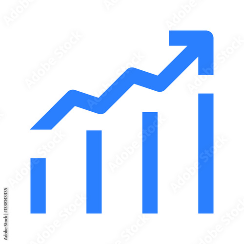 Growth Icon. Growth, Progress, Chart, Increase, Advance, Rise, Gain, Achievement. Vector Icon Illustration