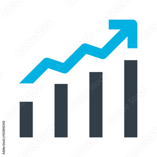 Growth Icon. Growth, Progress, Chart, Increase, Advance, Rise, Gain, Achievement. Vector Icon Illustration