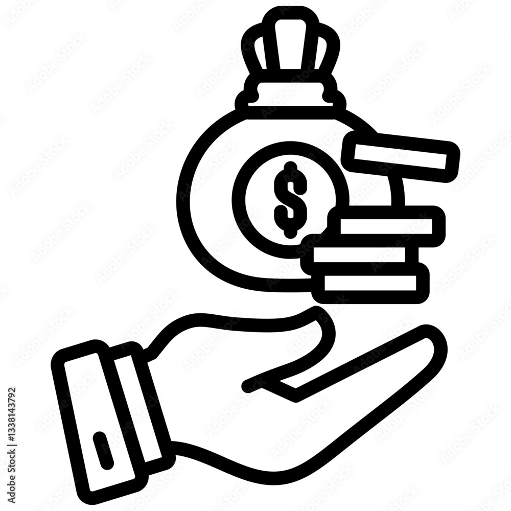 Income icon in Outline Style. Simple Vector Design. Simple Vector Outline Icon Income icon in Outline Style. Simple Vector Design. Simple Vector Outline Icon