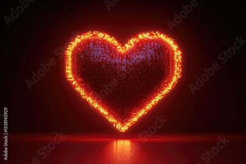 Glowing heart shape radiates warmth, showcasing vibrant colors a