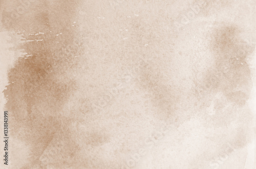 Brown watercolor on paper background