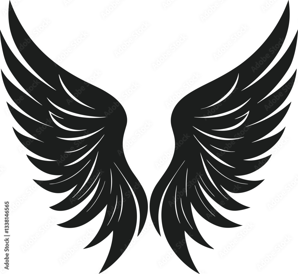 Fototapeta premium Elegant Angel Wings Vector Illustration – Perfect for Mother’s Day and Memorial Designs