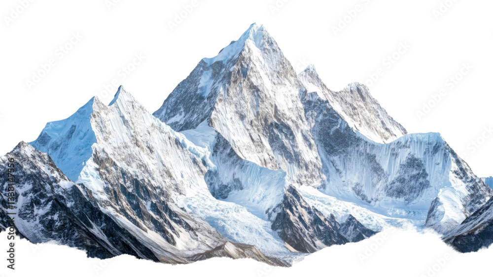 Obraz premium Snowy mountain peaks rising majestically against transparent background