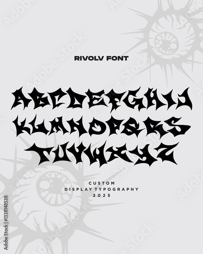 Acid gothic brutalism bold font typography vector punk rock hardcore dark music typerface editable