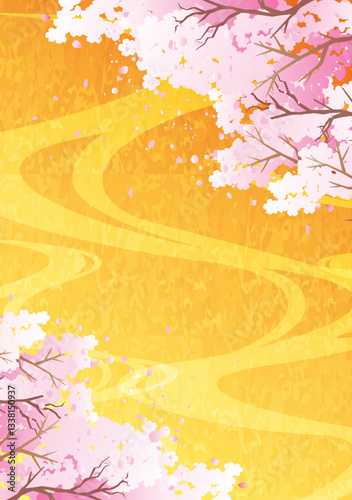 春の桜の花びら背景
