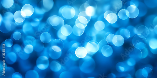 Blue Bokeh Background with Defocused Light Sparkles, Abstract Glitter Texture


