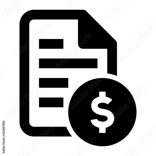 Invoice Icon. Invoice, Bill, Payment, Receipt, Transaction, Amount, Order, Record. Vector Icon Illustration