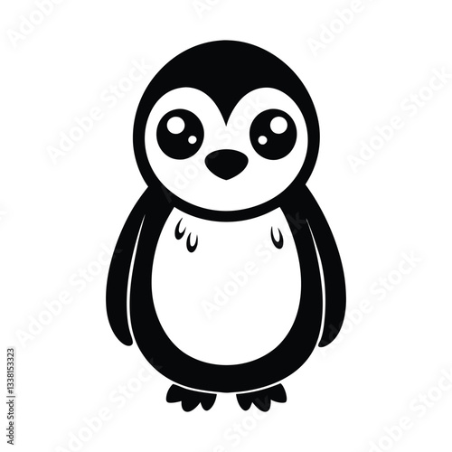 Vector black silhouette of a penguin. Vector illustration of a black silhouette of a penguin