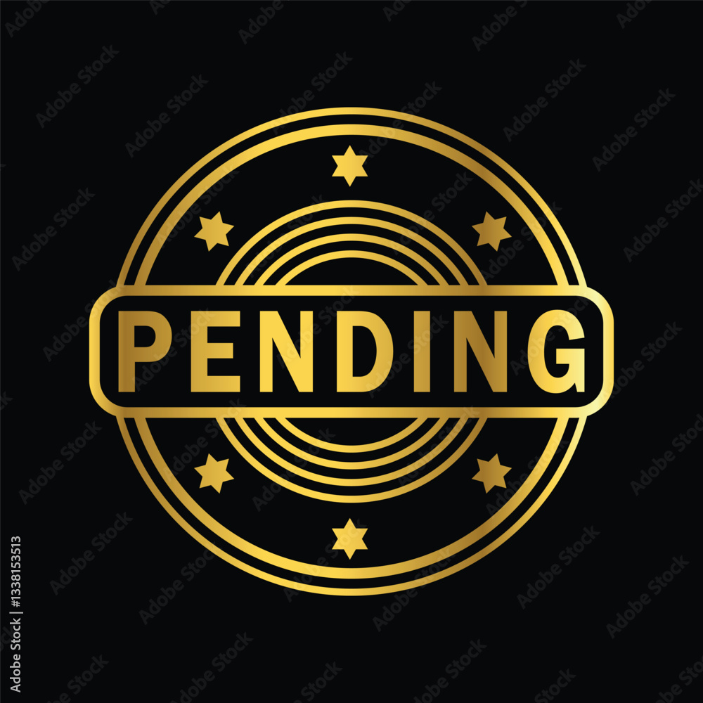 gold color pending rubber stamp, icon, flat, design, vector, illustrations, education, style, trendy, collections gold color pending rubber stamp, icon, flat, design, vector, illustrations, education, style, trendy, collections