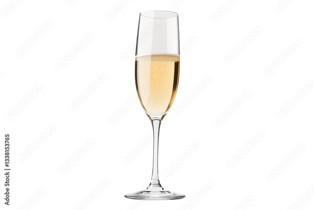 Glass of champagne is sitting on a white background, isolated Glass of champagne is sitting on a white background, isolated